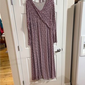 Soft Surroundings Plum Patterned Long Sleeve Dress